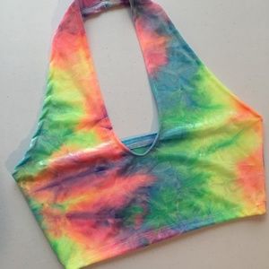 Rainbow velvet halter top